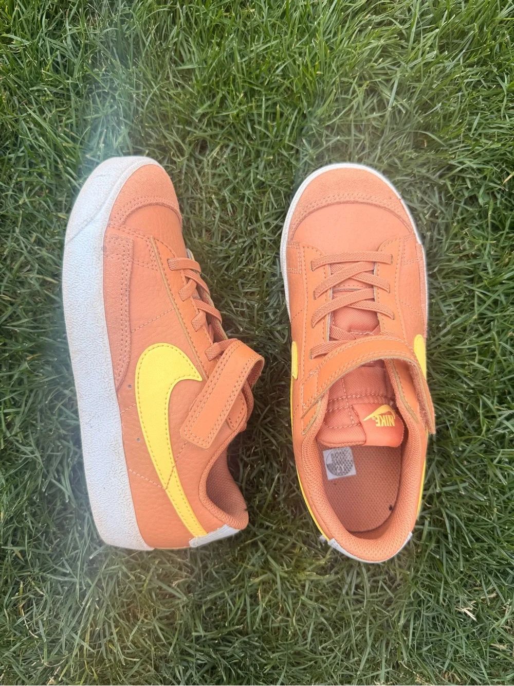 Nike Kids Orange Sneakers with Yellow Swoosh